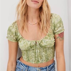 AE Short-Sleeve Smocked Blouse